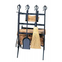 UniFlame Black Log and Kindling Rack with Fire Tools - B000XB29HS